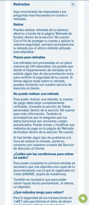 1xBet gestión de caja y fondos personales