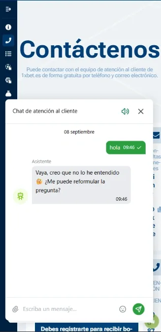 1xBet chat oficial para recuperar acceso a cuenta
